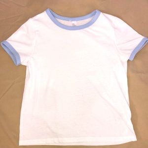 White shirt blue details